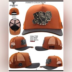 Orange Snapback Hat with Rooster Design
